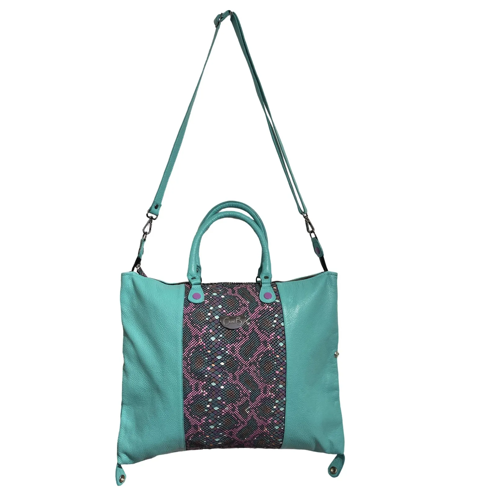 Vivienne-turquoise/multi leather multi handbag