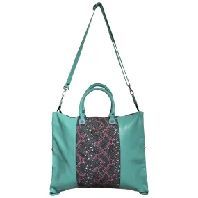 Vivienne-turquoise/multi leather multi handbag