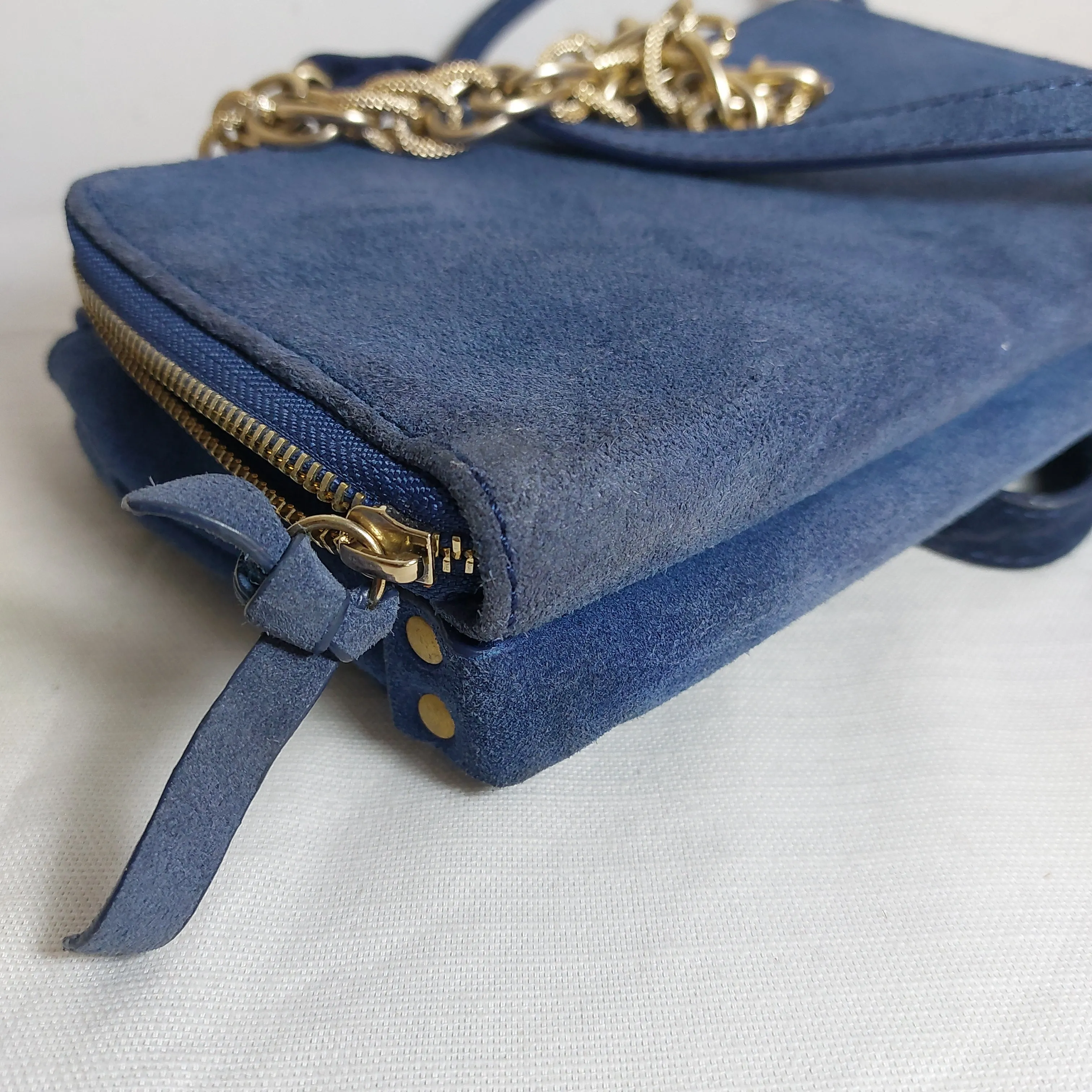 ZARA Blue Faux Suede Crossbody Bag | Pre Loved |